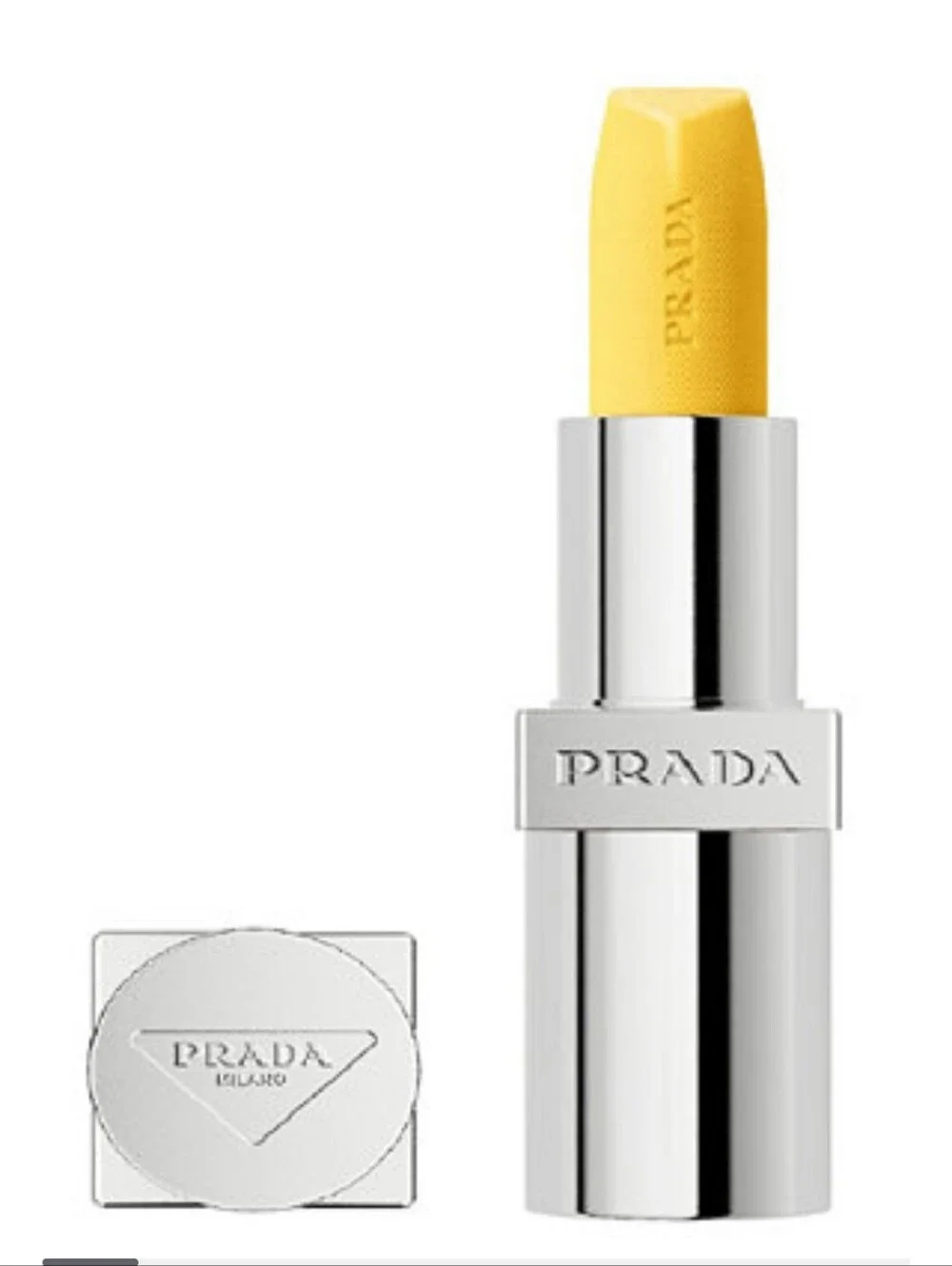 PRADA Yellow Banana-Scented Lip Balm in Silver Tube